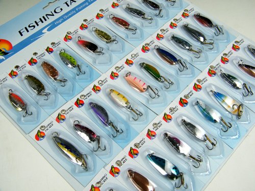 30pcs various assorted laser spinners spoon bait fishin…
