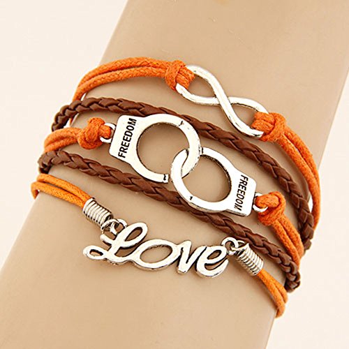 21secret Fashion Charm Infinity Leather Multilayer Handmade Braided Bracelet