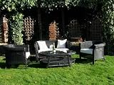 Review Outdoor Leisure  / Large St.Croix all weather rattan / wicker sofa set inc coffee table cushions Brown