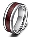 8mm Men's Titanium Ring Real Wood Grain Inlay Polished Beveled Edges Comfort Fit Wedding Band Size 5 - 14