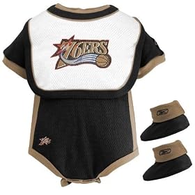 76ers clothing - bodysuit, bib, booties - infant baby
