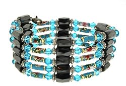 Cloisenne Beads Magnetic Wrap Bracelet/Necklace/Anklet Lariat - Light Blue - 32'' in Length