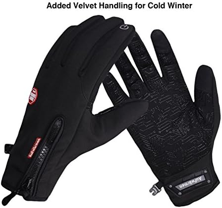 Aufwarmen All Weather Touchscreen Gloves Mens Winter Gloves Women Glove for Winter Tactical Gloves (Black, Large)