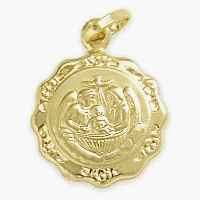 Large 14 Karat Inscribed Religious Baptismal Medal Medallion