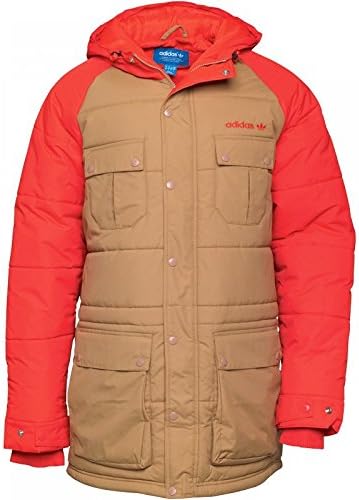 adidas Originals Mens Padded Hooded Parka Jacket Stone/Energy - M To Fit Chest 38-40 (96-101cm)