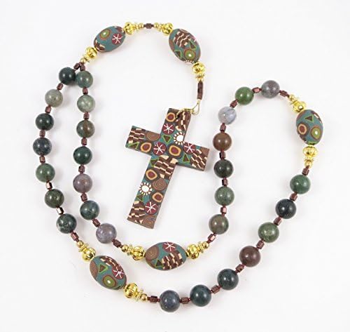 Fancy Jasper Anglican Rosary Handmade Reversible Cross and Focal Beads