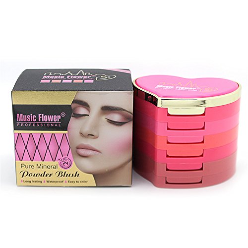 Ucanbe Professional Mineral Powder Blusher Makeup Kit 5 Color Blush Palette 1.78 oz