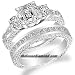3.26 Carat Asscher Cut Diamond Engagement Bridal Ring Set in 18K