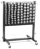 Aerobic Pac - locking rack and 43 pairs of neoprene coated dumbbells, (14-1lb., 12-2lb., 18-3lb., 16-5lb., 14-8lb., 12-10lb)
