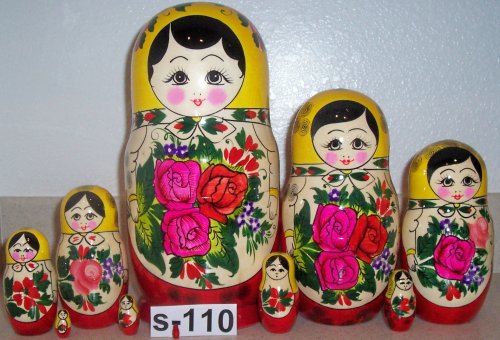 Russian Traditional 10 pc /9 in Nesting Nested Stacking doll s-110