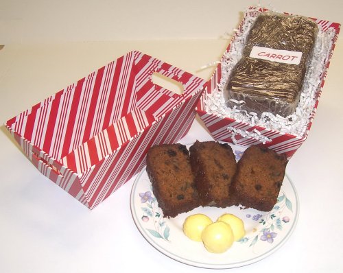 Scott's Cakes Carrot Bread in a Candy Stripe Tray by Raisin Bread