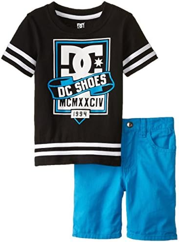 DC Shoes Co Little Boys' Black Rash Guard With Microfiber Shorts Set, Blue, 4T