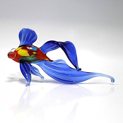 Big Glass Figurine "Blue Fish" Russian Handmade
