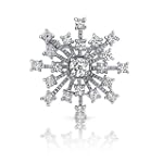 Enchanted Style: Sterling Silver Rhodium Finish Tiffany Inspired Snowflake White Cubic Zirconia Brooch