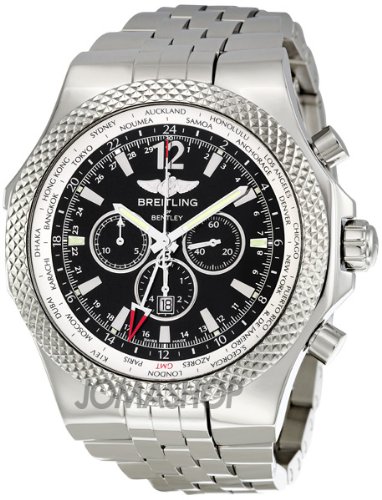 Breitling Watches:Breitling Bentley GMT Black Dial Automatic Mens Watch A4736212-B919SS Images