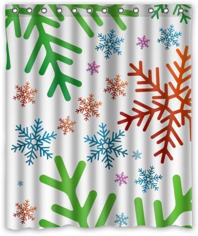 Christmas Atmosphere Lovely Cute Colorful Snowflake In White Background Shower Curtain 60"x72" New Waterproof Polyester Fabric - Graceful Bathroom Curtain
