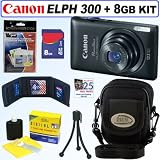 Best Buy Canon PowerShot ELPH 300 HS 12 MP CMOS Digital Camera (Black) + 8GB Accessory Kit