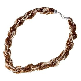 Two Tone Braided Collar Necklace - Amber