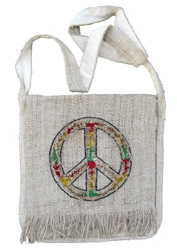 Hemp Peace Sign Purse Handbag with Rasta Colors