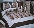 High Quality Queen Size Micro Suede and Short Fur Safari Patchwork Comforter Set