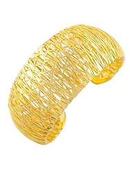 18 Karat Yellow Gold over Sterling Silver Wire Wrap Cuff Bangle