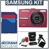 Samsung Digimax L210 Digital Camera, Red with 2 GB SD Memory Card, Tripod, Camera Case, Card Reader with 2.0 USB Cable , Cleaning Kit & Media Case