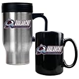 Colorado Avalanche NHL Stainless Steel Travel Mug and Black Ceramic Mug Set