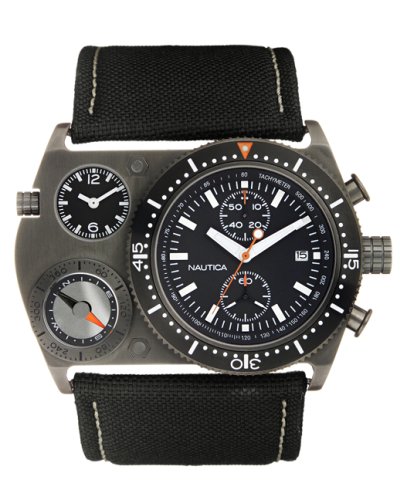 Nautica A32524G Gents N-MX 62 Dual Time Black Chronograph Watch With Analogue Compass