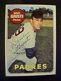 Dave Giusti San Diego Padres #98 1969 Topps Autographed Baseball Card