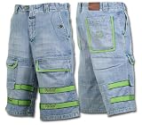 Girbaud - Girbaud "Taped Para Shuttle" Mens Denim Shorts, Light Blue