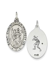 Sterling Silver Reversible Baseball Saint Christopher Medal