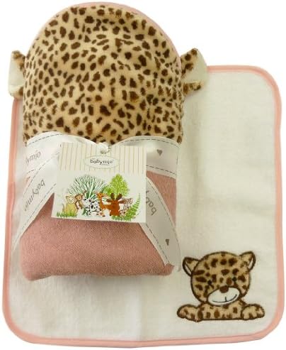The Babymio Collection Hooded Towel and Washcloth Set,Cheetah