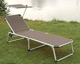 Alu Dreibeinliege Liege Gartenliege Taupe mit Sonnendach 190 cm