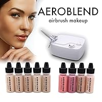 Aeroblend Airbrush Makeup Personal Starter Kit - Professional Cosmetic Airbrush Makeup System - TAN Foundation - Color Match Guarantee - Full 1-Year Warranty
