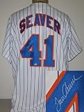 Tom Seaver New York Mets MLB Autographed/Hand Signed Authentic Style Majestic Home White Baseball Je