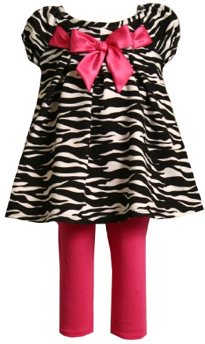 Bonnie Baby Zebra Print Top Legging Set, Black/White
