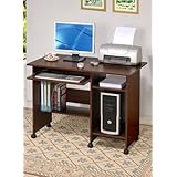 Home Office Computer Desk Contemporary Style in Dark Walnut