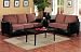 2 pc sofa and love seat set with brown vinyl base and brown microfiber cushions