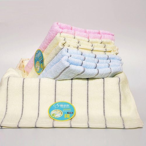 Yasinu 100% Genuine Cotton Towel 35cm x 80cm One Light Blue,One Pink and One Yellow M107-04