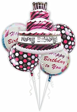 WOVJ 40 Inch 5 Piece Combination Happy Birthday Cake Party Decoration Foil Balloons
