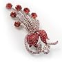 Pink&Orange Swarovski Crystal Floral Brooch