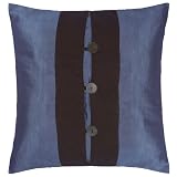 EXP Decorative Handmade Steel Blue & Black Thai Silk Cushion Cover / Pillow Sham