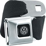 Buckle-Down Volkswagen VW Logo Seat Belt Style Canvas Web Belt and Buckle Combo. Black. One Size.