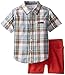 Calvin Klein Baby-Boys Infant Plaid Shirt with Orange Shorts