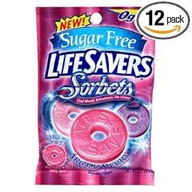 Life Savers Sorbets Sugar Free Arctic Berry Hard Candy, 2.75-Ounce Bags (Pack of 12)