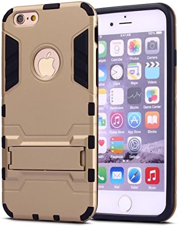 Phone 6S Case,iPhone 6 case,Ebakx [Ironman Kickstand] Heavy Duty Hybrid Dual Layer Armor Defender Full Body Protective Case Cover for Apple iPhone 6s/iPhone 6 case, (Gold)