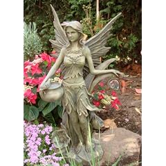 XXL Garten Elfe Mirena mit Vogel Figur Fairy Fee