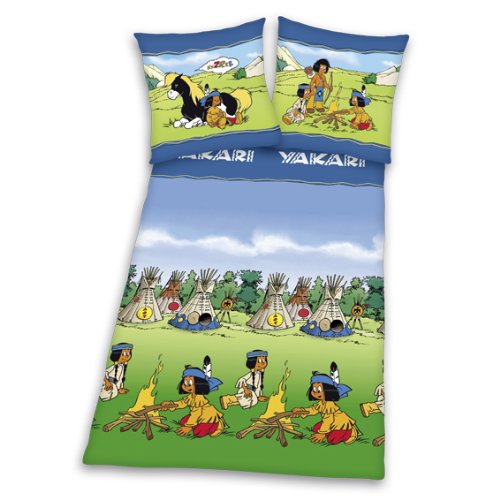 Herding 464334050 Yakari Flanell Bettw&auml;sche,Kopfkissenbezug: 80 x 80 cm, Deckenbezug: 135 x 200 cm