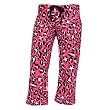 Hot Pink Fuschia Leopard Spots Novelty Print Brushed flannel cotton low rise flared capri pants,