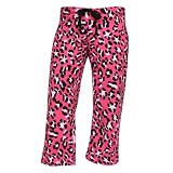 Hot Pink Fuschia Leopard Spots Novelty Print Brushed flannel cotton low rise flared capri pants, 5 adult sizes